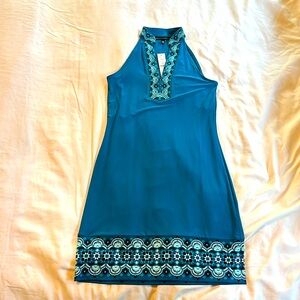 White House Black Market teal beaded & embroidered dress. Size XS. NWT